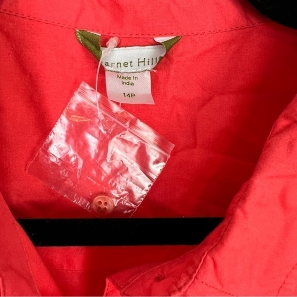 Garnet Hill Orange 100% Cotton Collared Button-Down Shirt Women's Size 14P Top - Picture 5 of 9